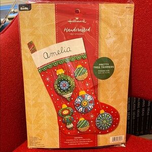 Hallmark Bucilla “Pretty Tree Trimmers” ornament felt 18” Stocking kit